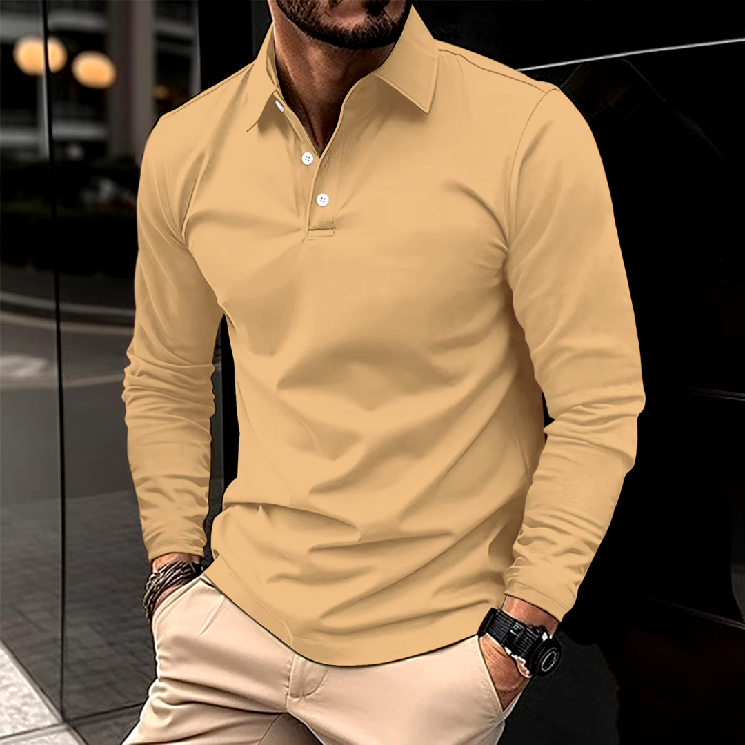 Herren Slim Fit Polo-Shirt mit Langarm I Ideal für Alle Jahreszeiten