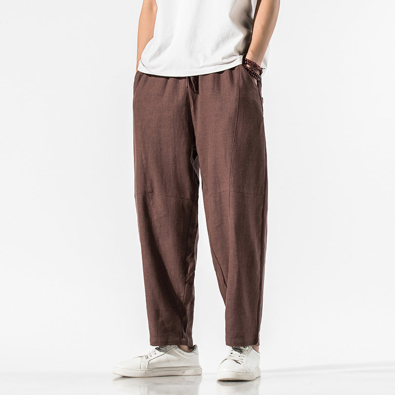 Herren Dünne Leinen Knöchellange Weitbein-Hose I Ideal für den Sommer