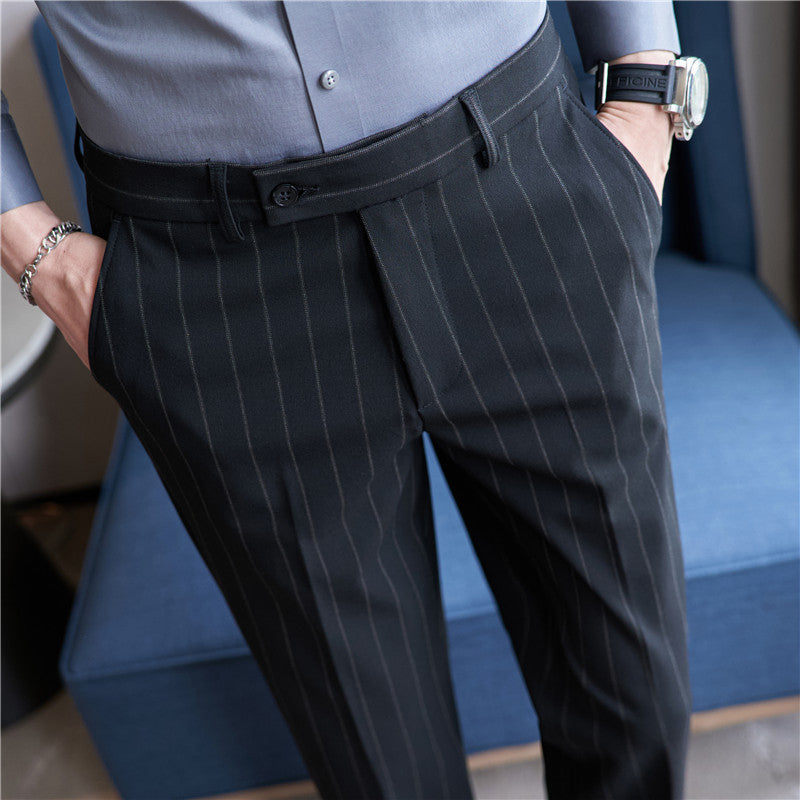Herren Gestreifte Stretch-Anzughose – Ideal für den Herbst