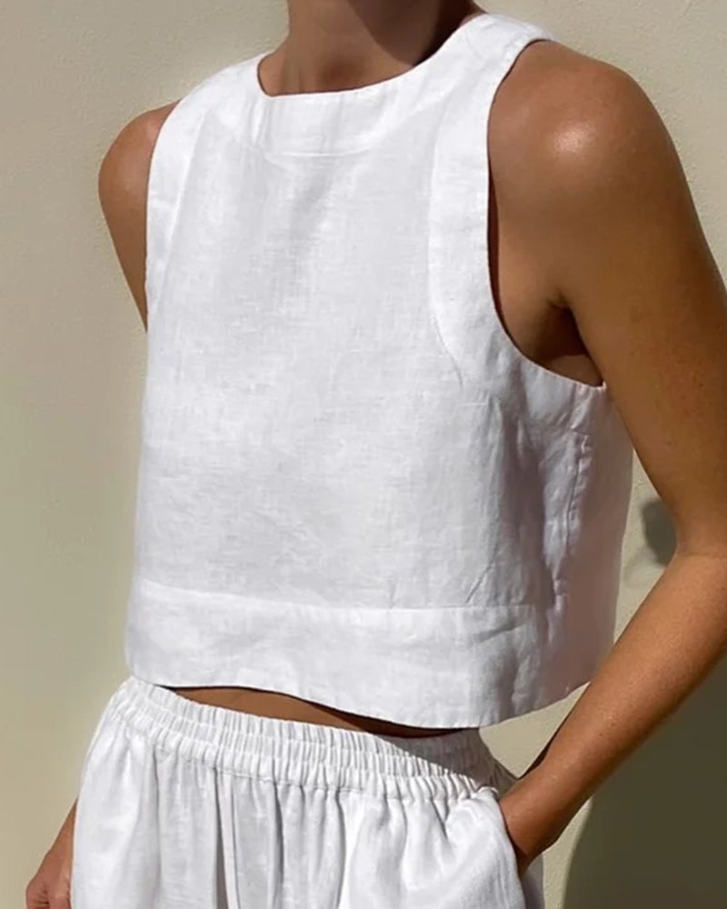 Zweiteiliges Ärmelloses Set mit Hose | Ideal für Sommer