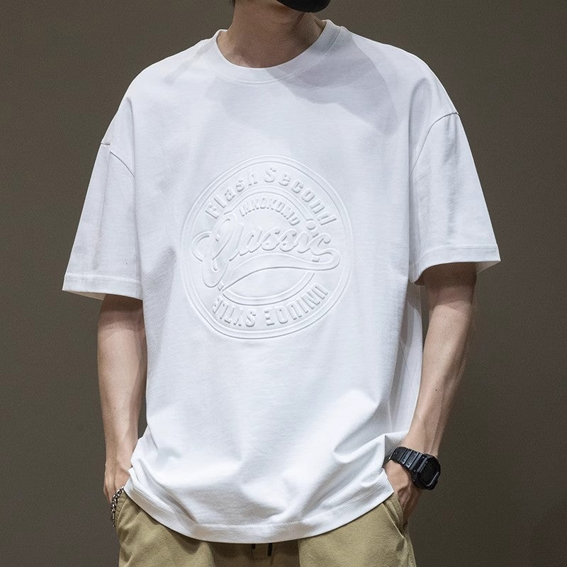 Lockeres Rundhals-T-Shirt mit Buchstabenprint – Ideal für den Sommer