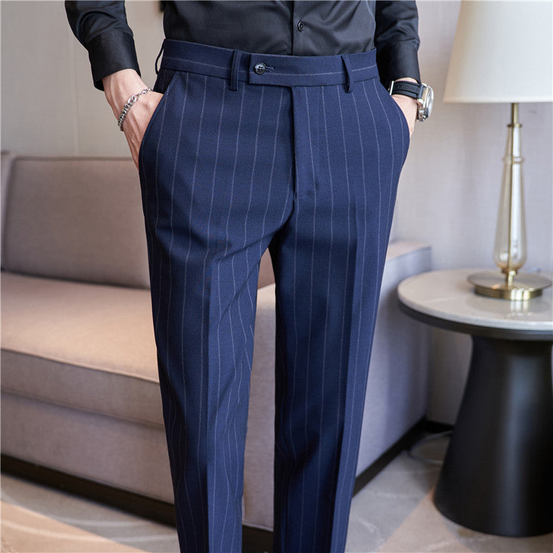 Herren Gestreifte Stretch-Anzughose – Ideal für den Herbst