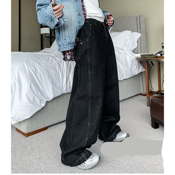 Schwarze Baggy Weitleg-Jeans - Ideal für Herbst & Winter