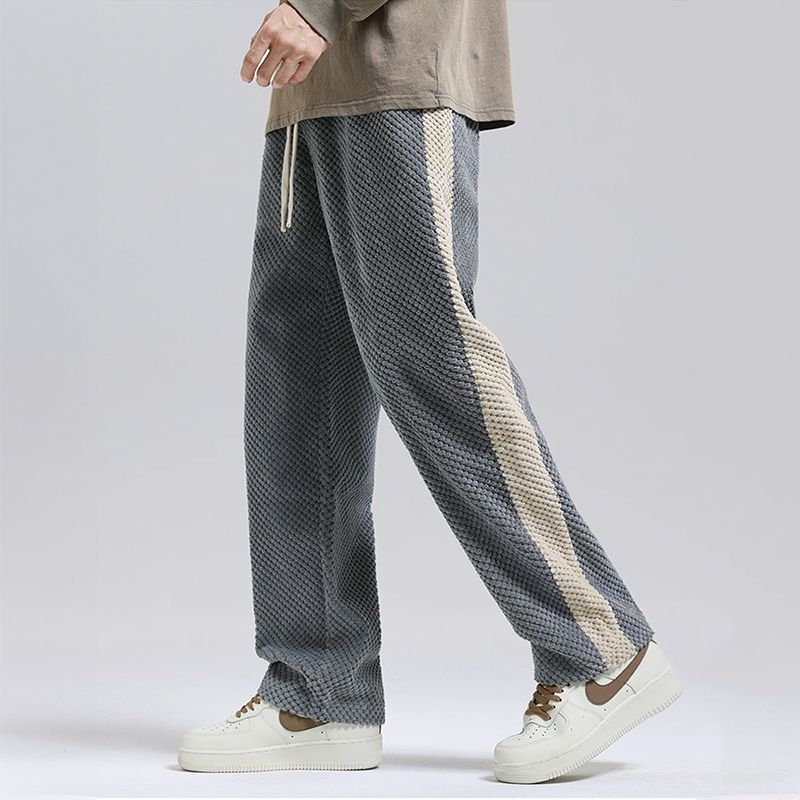 Herren Corduroy Jogginghose mit Waffelstrick, Seitlichem Streifen & Kordelzug – Ideal für den Herbst