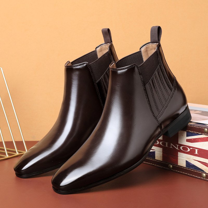 Herren Stiefel mit Spitzzehen – Britischer Stil, Quadratischer Absatz, Business Formelle Lederschuhe - Ideal für Herbst & Winter