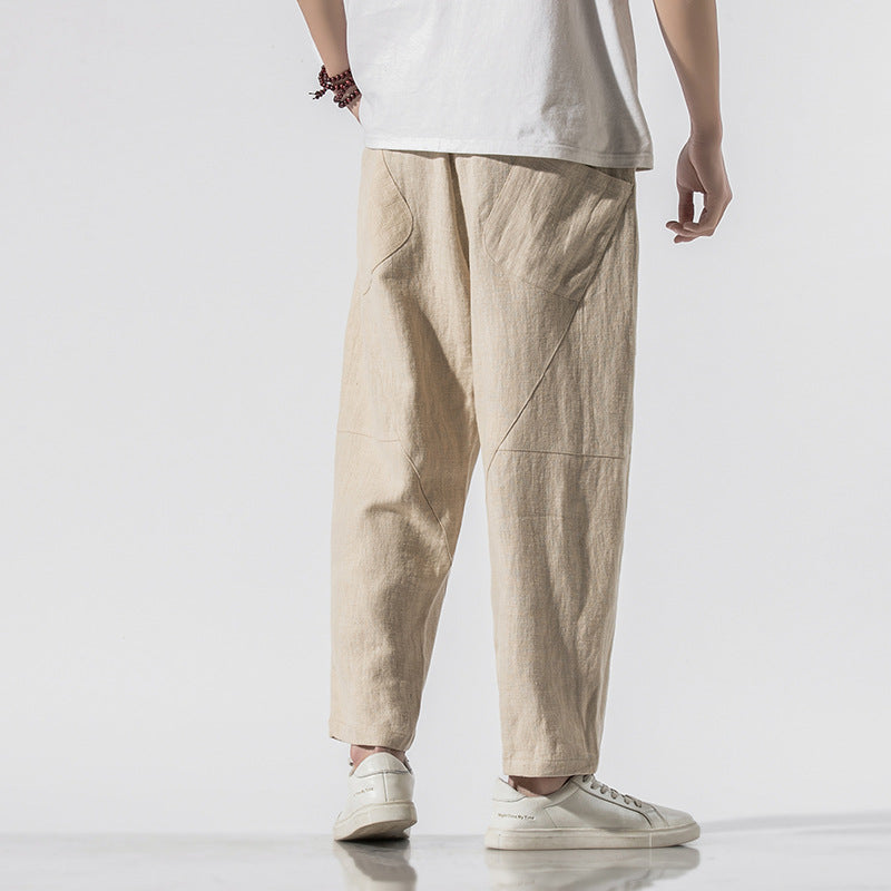 Herren Dünne Leinen Knöchellange Weitbein-Hose I Ideal für den Sommer