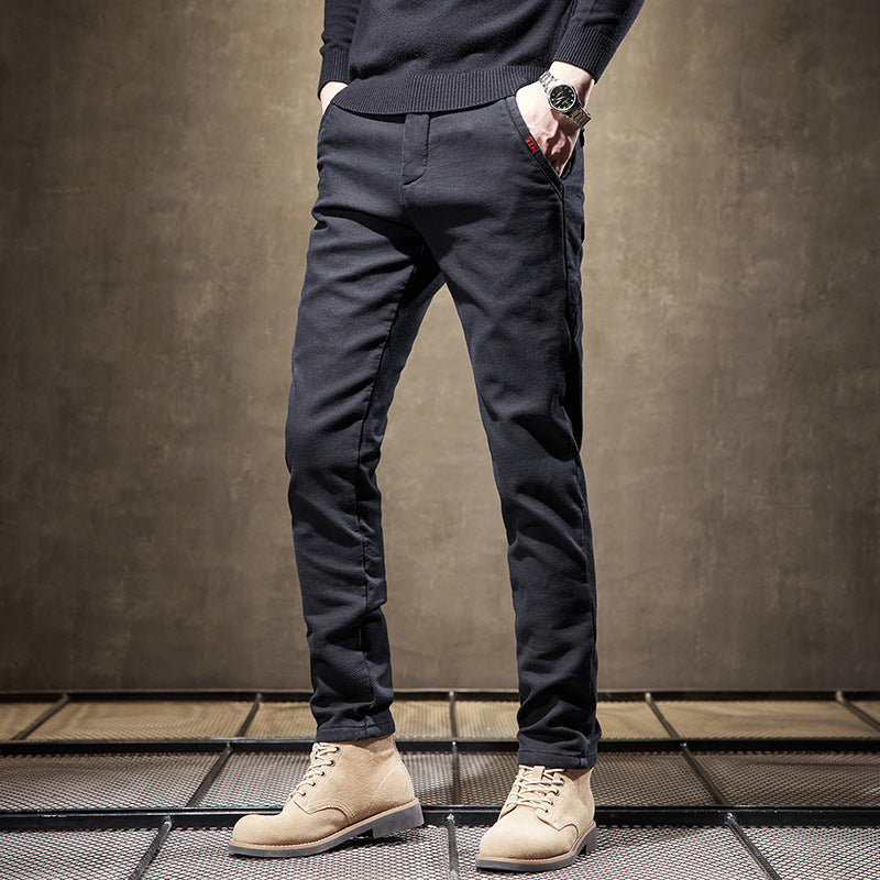 Herren Slim Fit Gerade Business-Hose Dick Ideal für Herbst und Winter