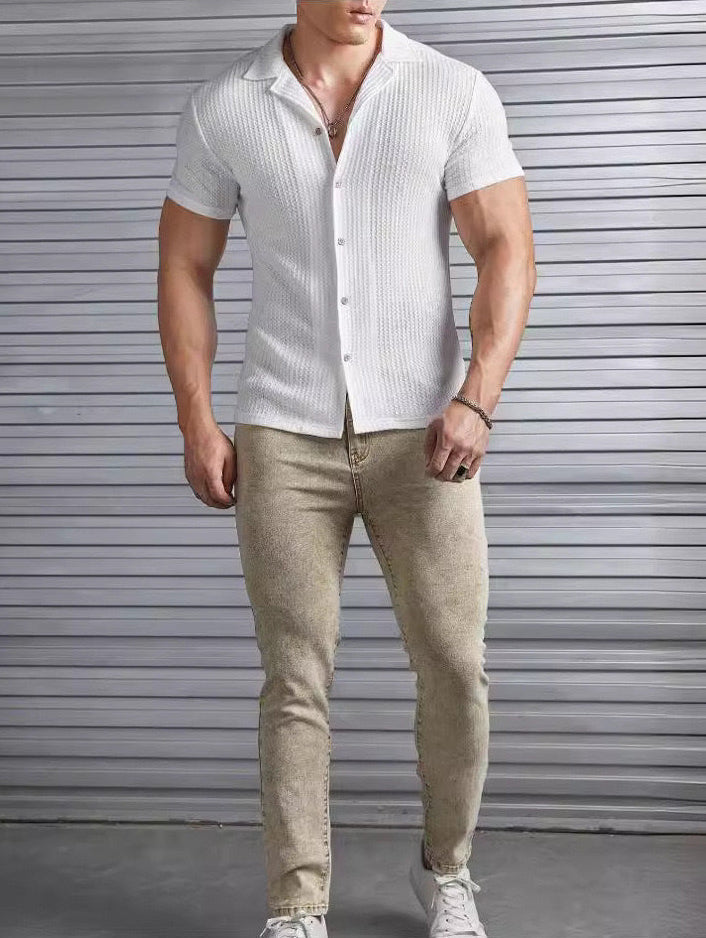 Herren Slim Fit Waffel Kurzarmshirt – Ideal für den Sommer