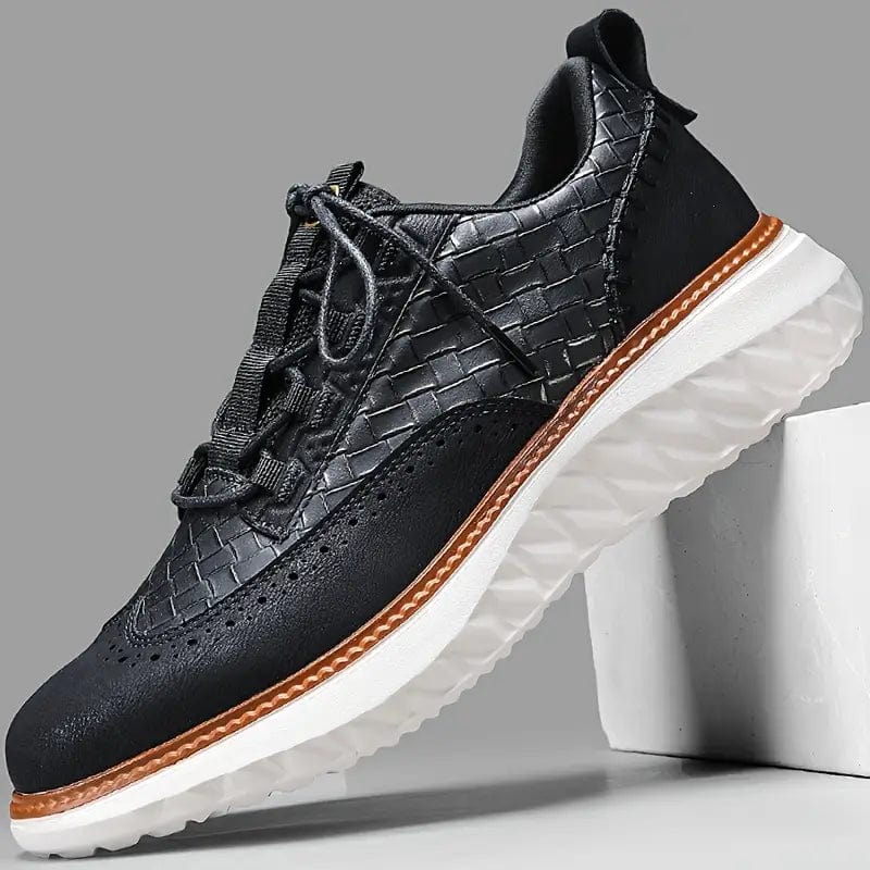 Leder-Sneaker mit Gewebtem Muster, Gepolstertem Fußbett – Ideal für Frühling und Herbst