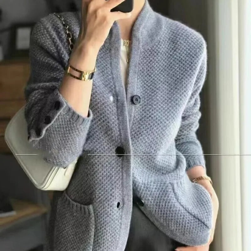 Strick-Cardigan mit hohem Kragen | Ideal für Herbst und Winter