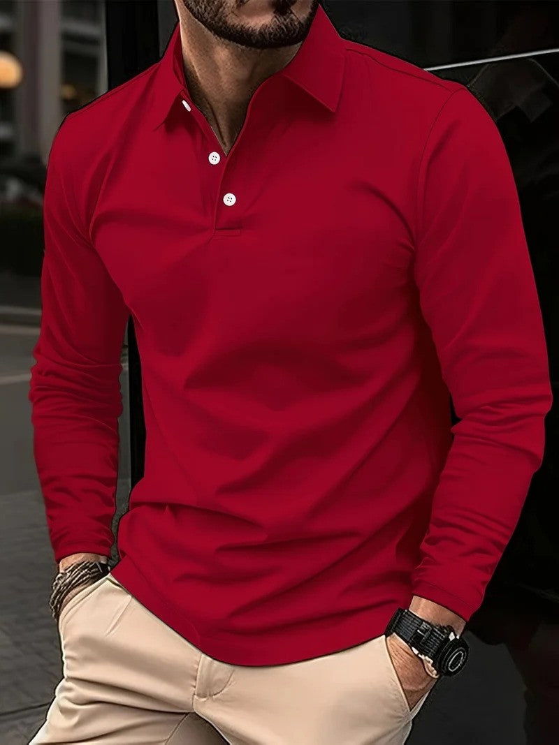 Langärmeliges Herren-Poloshirt aus hochwertigem Material | Ideal für Frühling und Sommer