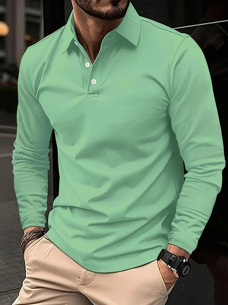 Langärmeliges Herren-Poloshirt aus hochwertigem Material | Ideal für Frühling und Sommer