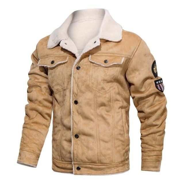 Herren PU Leder Bikerjacke – Dickes Fleecefutter, Winter Motorradjacke, Handwäsche - Ideal fur Winter