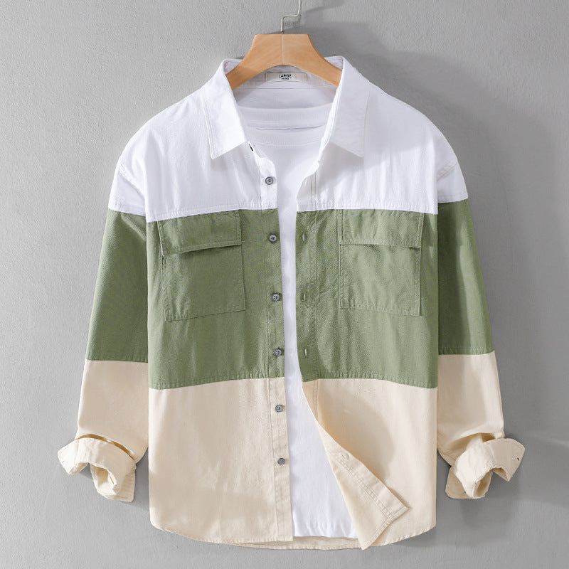 Baumwoll-Cardigan-Hemd mit langen Ärmeln und Ziernähten – ideal für Frühling und Herbst
