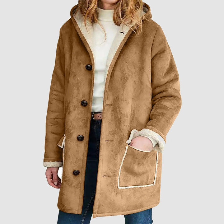 Winterwarme Fleece-Hoodie-Jacke mit verstellbaren Manschetten und Knopfverschluss – Ideal für Winter