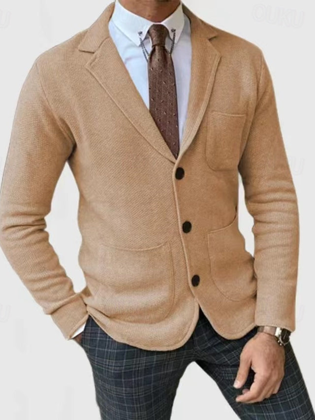 Leichte Herren Blazer Jacke – Einreihig, Langarm, Weiches Polyester, Taschen-Design – Ideal für Herbst & Winter