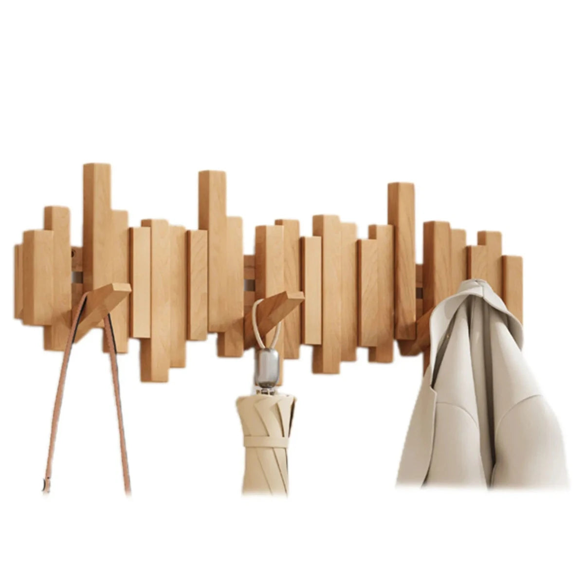 Wandgarderobe aus Holz | Nussbaum oder Buche | Elegant und Platzsparend