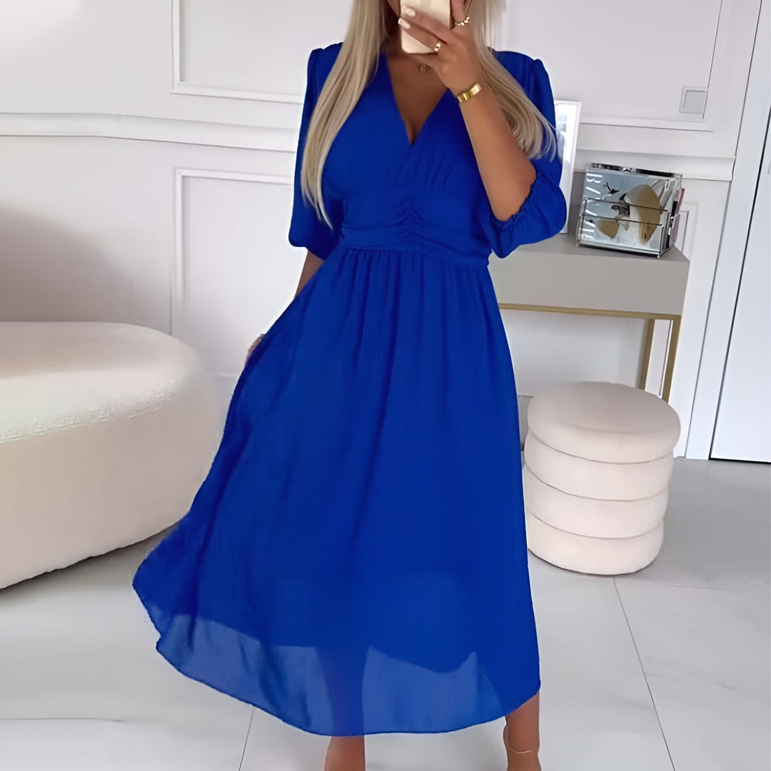 Leichtes Seidenchiffon-Kleid mit fließender Passform | Ideal für Frühling und Sommer