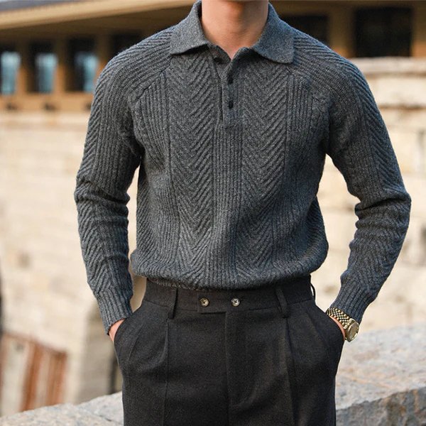 Strickpullover mit Button-Down-Kragen für Herren | Perfekt für den Winter