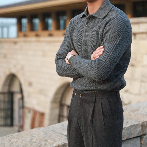 Strickpullover mit Button-Down-Kragen für Herren | Perfekt für den Winter