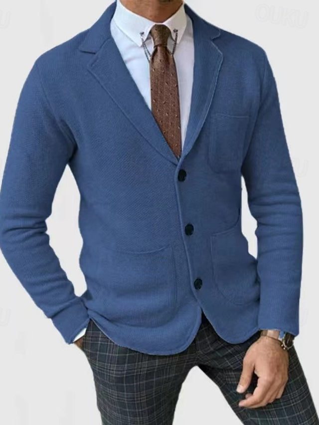 Leichte Herren Blazer Jacke – Einreihig, Langarm, Weiches Polyester, Taschen-Design – Ideal für Herbst & Winter