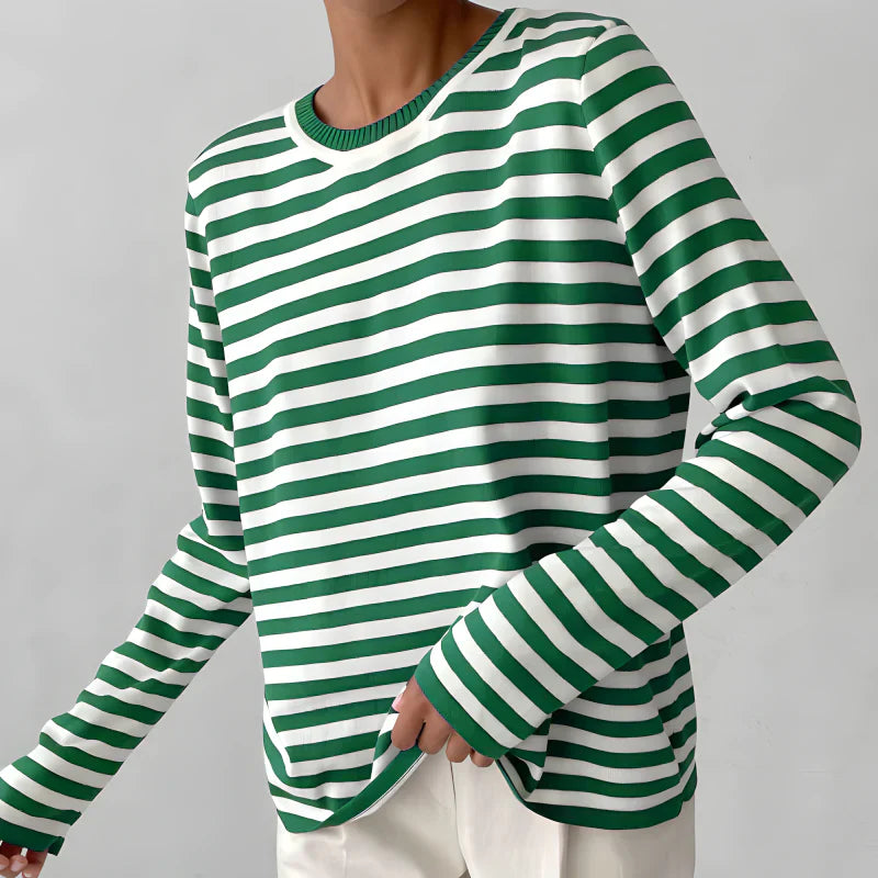 Gestreifter Strickpullover aus weicher Baumwollmischung | Ideal für Herbst und Winter