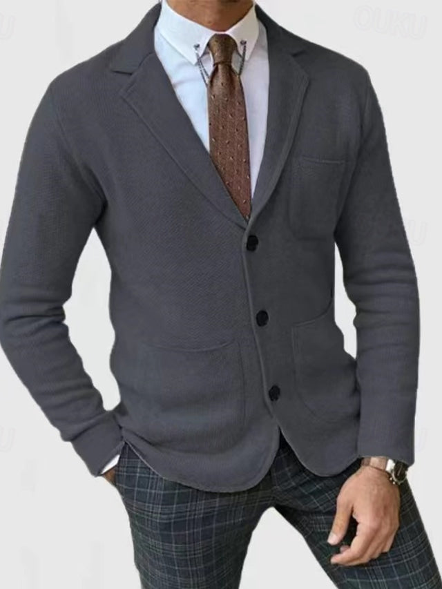 Leichte Herren Blazer Jacke – Einreihig, Langarm, Weiches Polyester, Taschen-Design – Ideal für Herbst & Winter