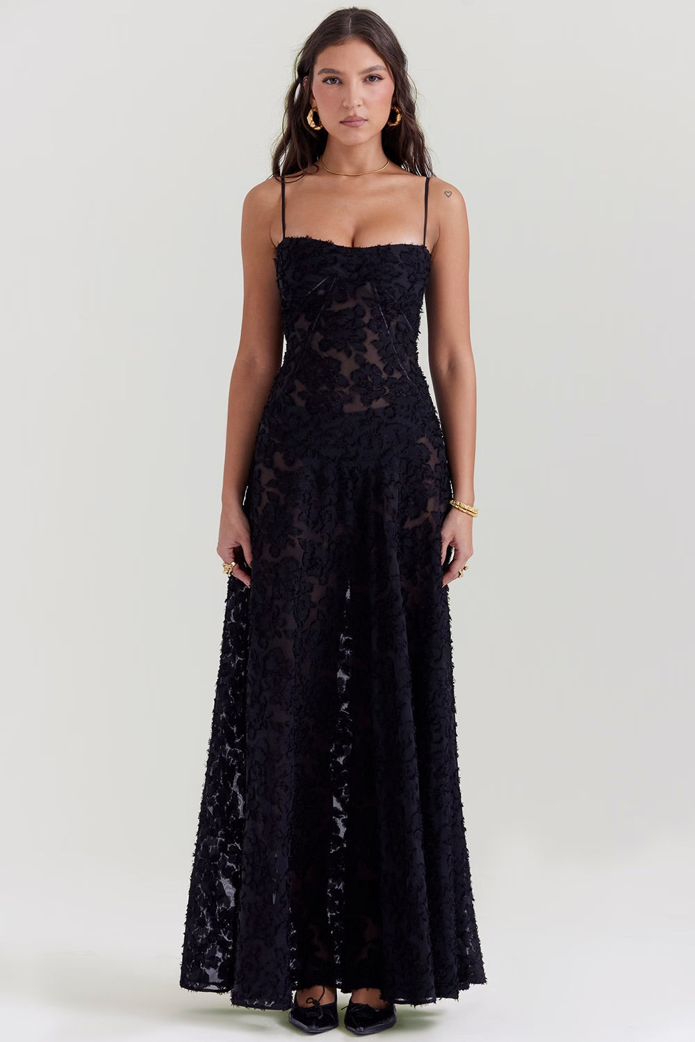 Spitzen-Maxikleid mit Schimmerndem Stoff | Ideal für Frühling und Sommer