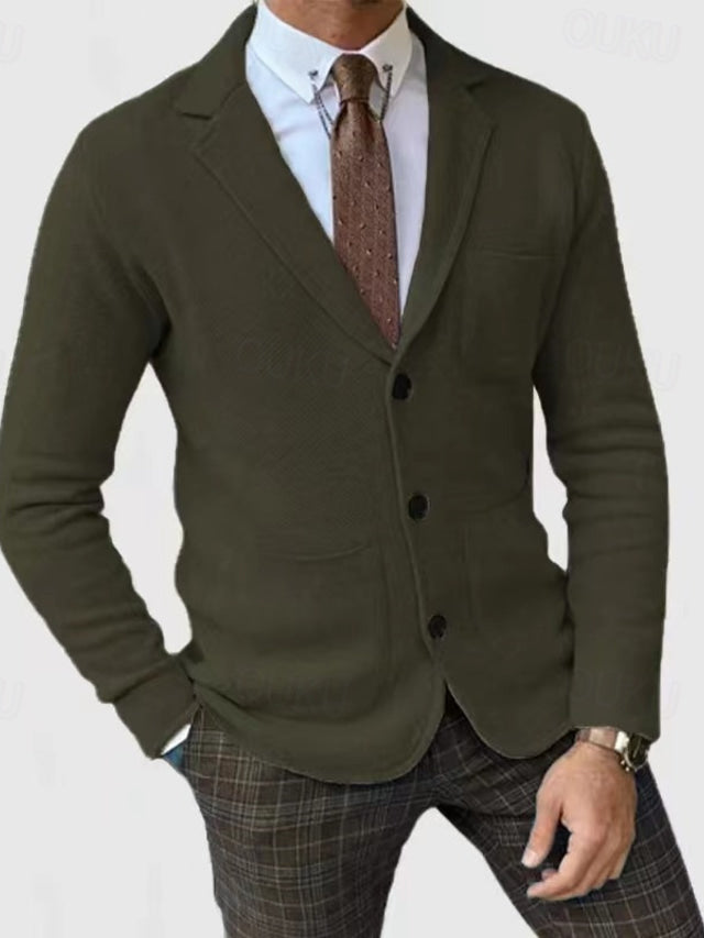 Leichte Herren Blazer Jacke – Einreihig, Langarm, Weiches Polyester, Taschen-Design – Ideal für Herbst & Winter