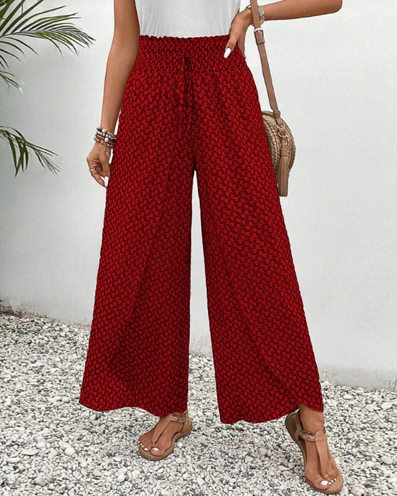 Elastische bedruckte Damenhose mit Gummibund – Ideal für Sommer
