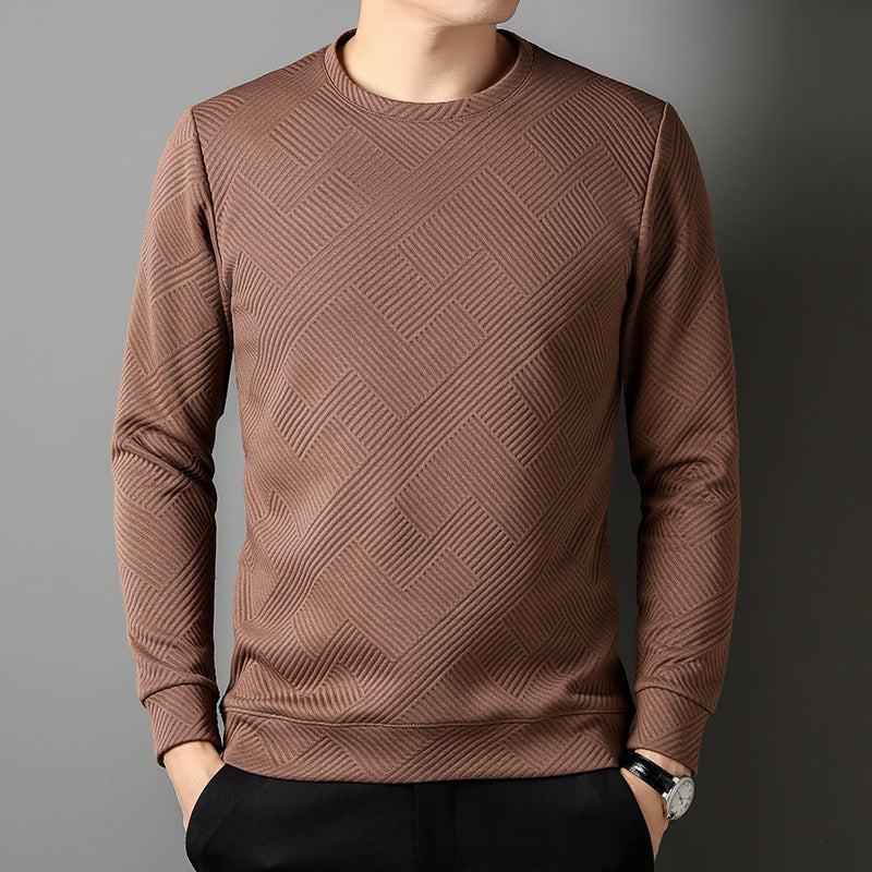 Herren-Pullover mit Rundhalsausschnitt – Gestreifter Ponte-de-Roma-Strick, lange Ärmel