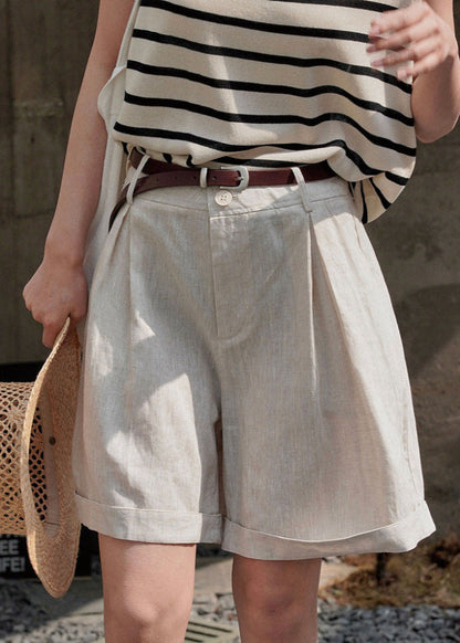 Damen-Shorts mit weitem Bein, lockerem Schnitt und hohem Bund in Dunkelblau oder Beige