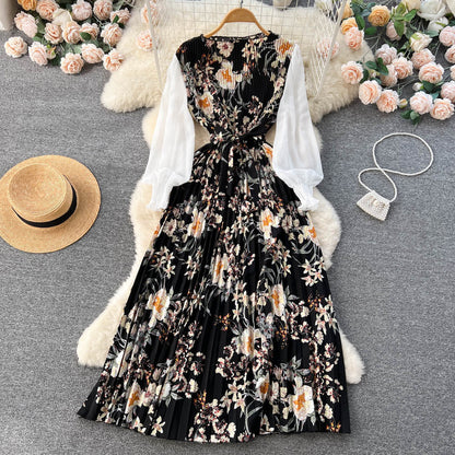 Bedrucktes Maxi-Kleid mit langen Ärmeln und ethnischen Mustern | Ideal für Frühling und Sommer