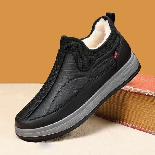 Herren Winter Fleece Schneestiefel – Flache Baumwoll-Knöchelstiefel mit Warmer Fütterung & Plattformsohle - Ideal für Winter