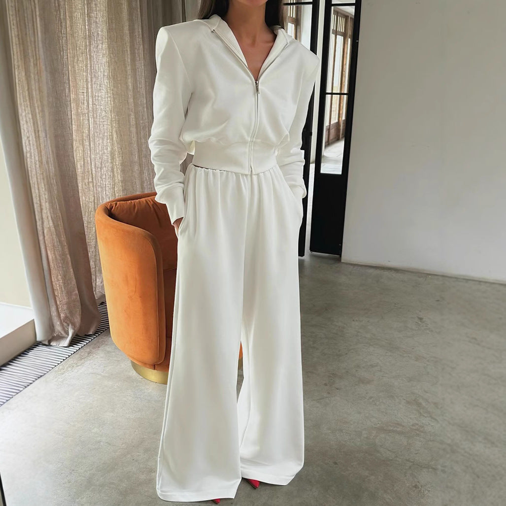 Damen-Loungewear-Set mit Kapuzenpullover und Hose mit weitem Bein