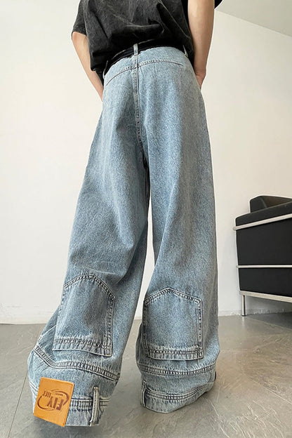 High-Waisted Faded Denim Jeans mit weitem Bein - Ideal für Frühling, Sommer und Herbst