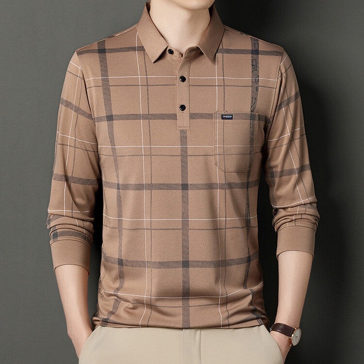 Herren Gestreiftes Polo-Kragen Langarm-T-Shirt – Ideal für den Herbst