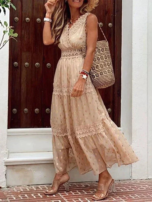 Langes Spitzenkleid mit eleganten Details | Ideal für Frühling und Sommer