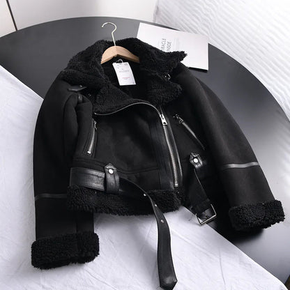 Damen-Wintermantel im Veloursleder-Look mit weichem Futter | Ideal für den Winter