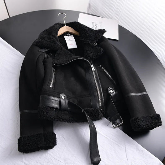 Damen-Wintermantel im Veloursleder-Look mit weichem Futter | Ideal für den Winter