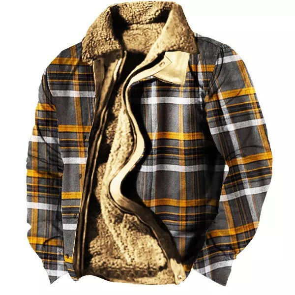 Herren Fleecejacke mit Aztekischem Geometrischem Print – Ideal für Herbst und Winter