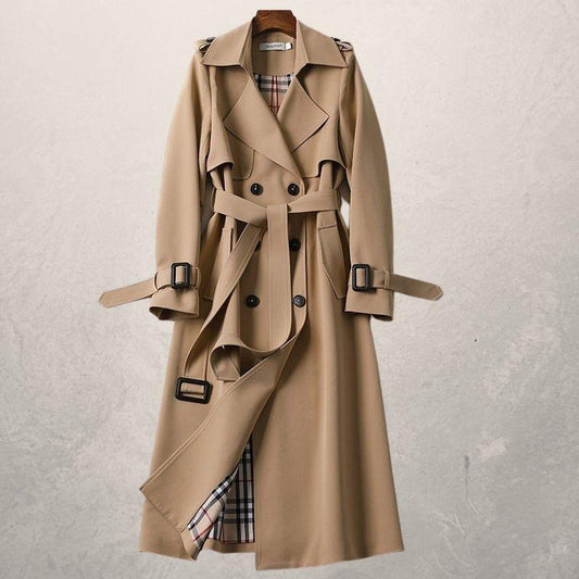 Damen-Trenchcoat in mittlerer Länge mit Taillengürtel und Fleecefutter | Ideal für den Herbst