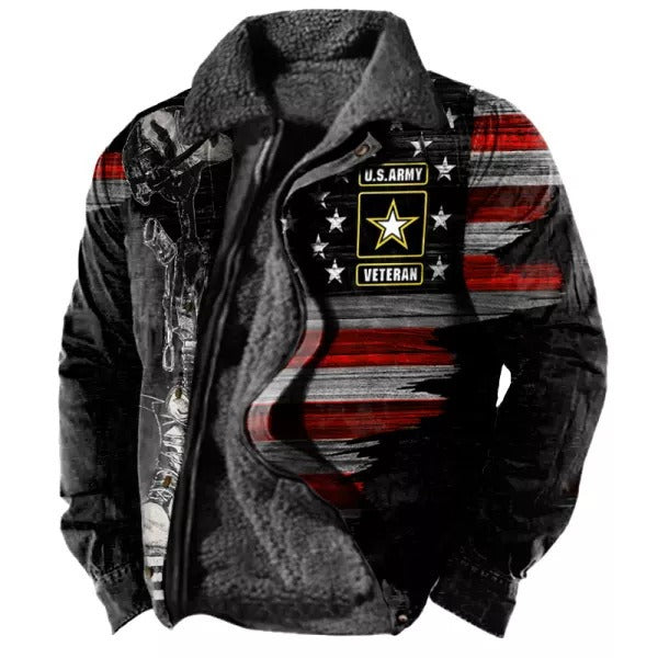 Herren Fleecejacke mit Aztekischem Geometrischem Print – Ideal für Herbst und Winter