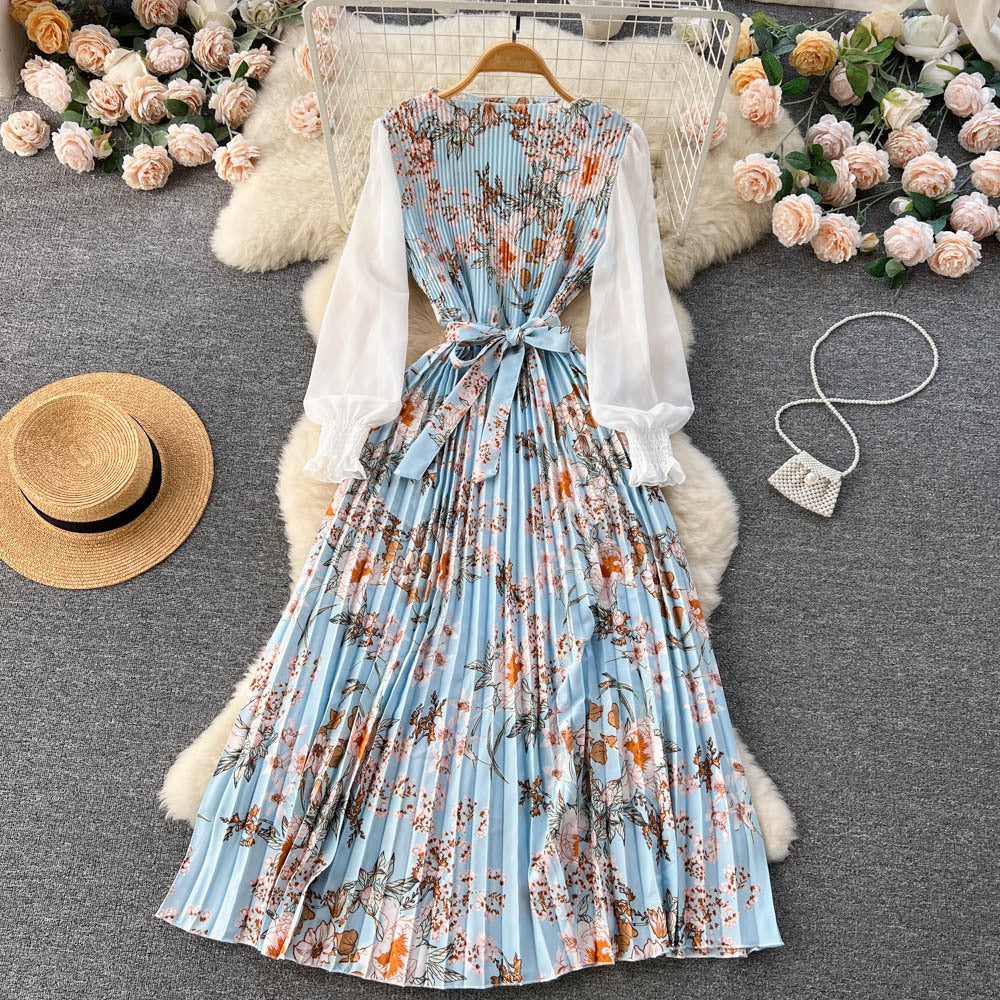 Bedrucktes Maxi-Kleid mit langen Ärmeln und ethnischen Mustern | Ideal für Frühling und Sommer