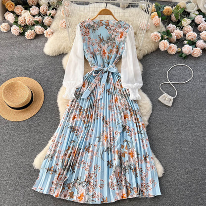 Bedrucktes Maxi-Kleid mit langen Ärmeln und ethnischen Mustern | Ideal für Frühling und Sommer