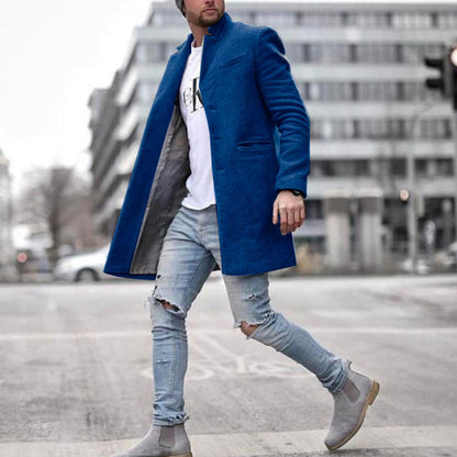 Herren Wintermantel mit Einreiher-Verschluss und Uni-Farben