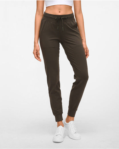 Damen-Yogahose mit hoher Taille in voller Länge aus leichtem Stretchmaterial