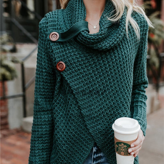 Damen Herbstpullover mit Plüschkragen, Dickem Stoff und Strickstruktur