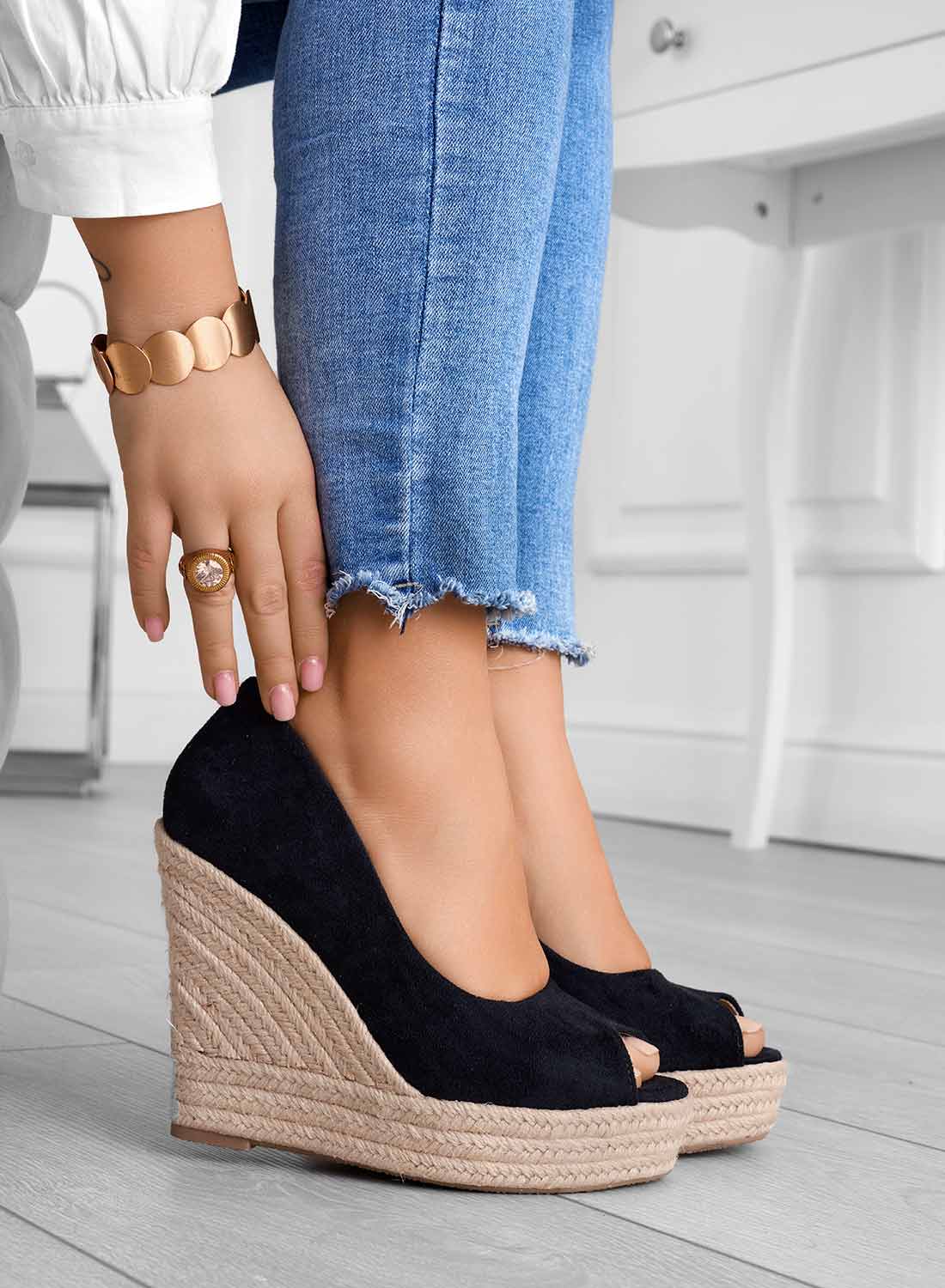 Damen Keilsandalen für den Frühling mit offener Zehenpartie weichem Futter und Slip-On-Passform