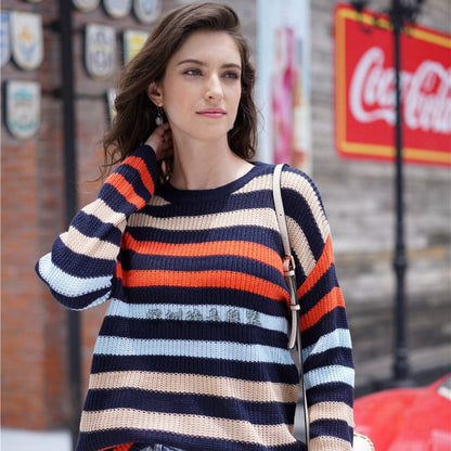 Damen Strickpullover mit langen Ärmeln und lockerem Schnitt